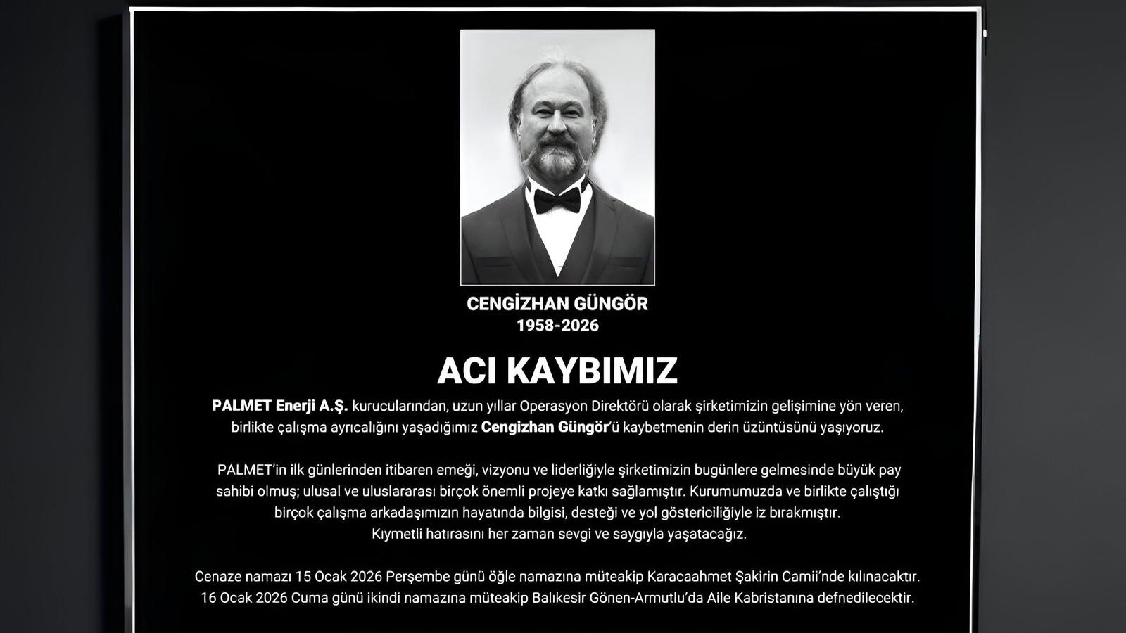 Palmet Enerji'nin Kurucularından Cengizhan Güngör, Etiyopya'da Hayatını Kaybetti Palmet Enerji'nin Kurucularından Cengizhan Güngör, Etiyopya'da Hayatını Kaybetti