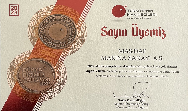 Masdaf'ın İhracat Başarısına Ödül Masdaf'ın İhracat Başarısına Ödül